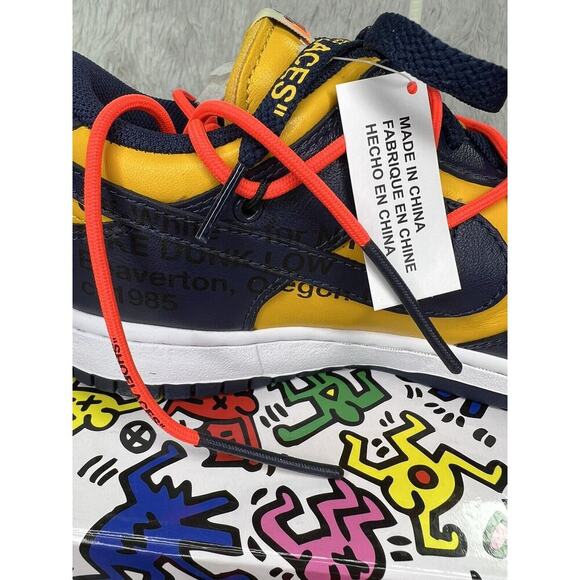 Size 8 - Nike Dunk Low x OFF-WHITE University Gold and Navy CT0856-700 DS OG ALL - Picture 11 of 16